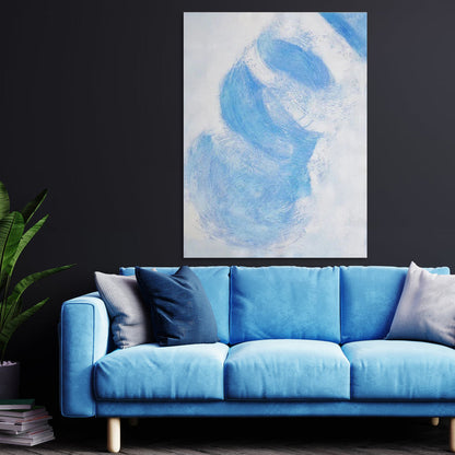 Abstract Blue Swirls: Serene Oil Painting for Modern Home Decor