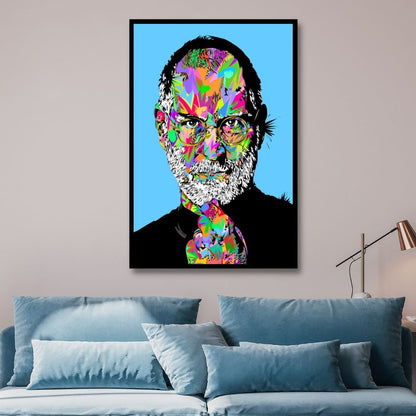 Vibrant Pop Art Portrait of Steve Jobs - Contemporary Oil Painting for Modern Decor