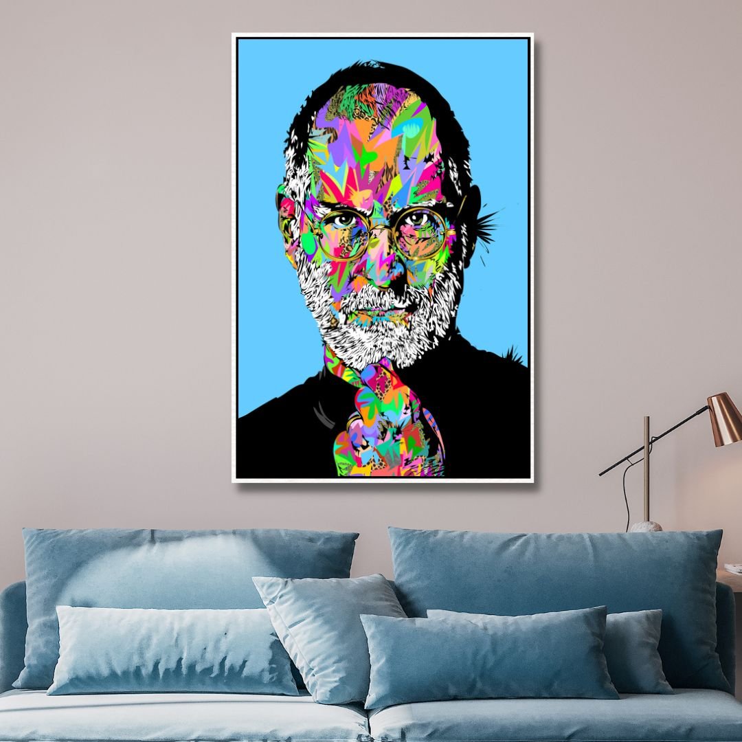 Vibrant Pop Art Portrait of Steve Jobs - Contemporary Oil Painting for Modern Decor