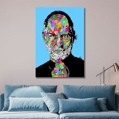 Vibrant Pop Art Portrait of Steve Jobs - Contemporary Oil Painting for Modern Decor