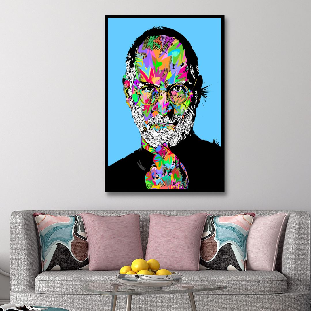 Vibrant Pop Art Portrait of Steve Jobs - Contemporary Oil Painting for Modern Decor