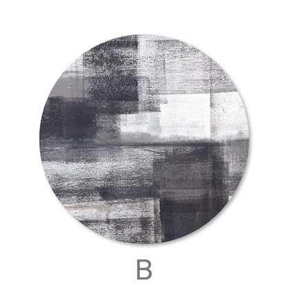 Abstract Round Oil Painting in Gray and White - Modern Wall Art for Elegant Decor