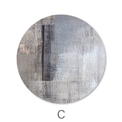 Abstract Round Oil Painting in Gray and White - Modern Wall Art for Elegant Decor