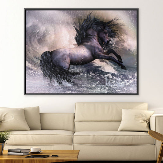 Majestic Horse in Stormy Waves Oil Painting for Home Decor