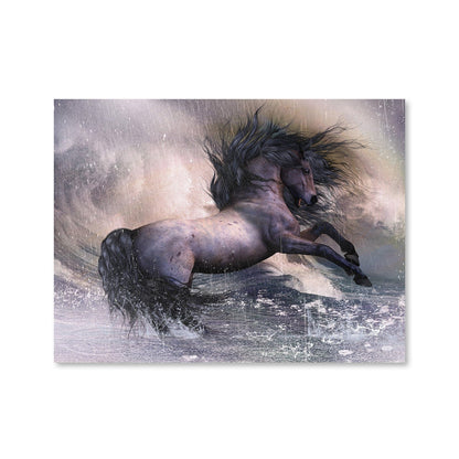 Majestic Horse in Stormy Waves Oil Painting for Home Decor