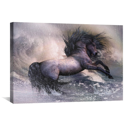 Majestic Horse in Stormy Waves Oil Painting for Home Decor