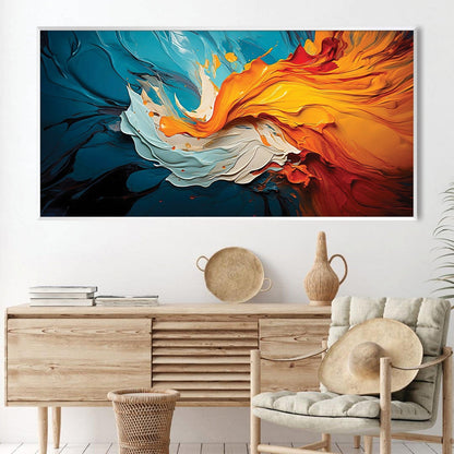 Vibrant Fusion Abstract Oil Painting for Modern Home Decor