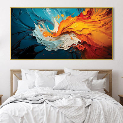 Vibrant Fusion Abstract Oil Painting for Modern Home Decor