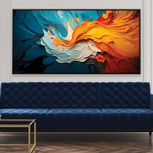 Vibrant Fusion Abstract Oil Painting for Modern Home Decor