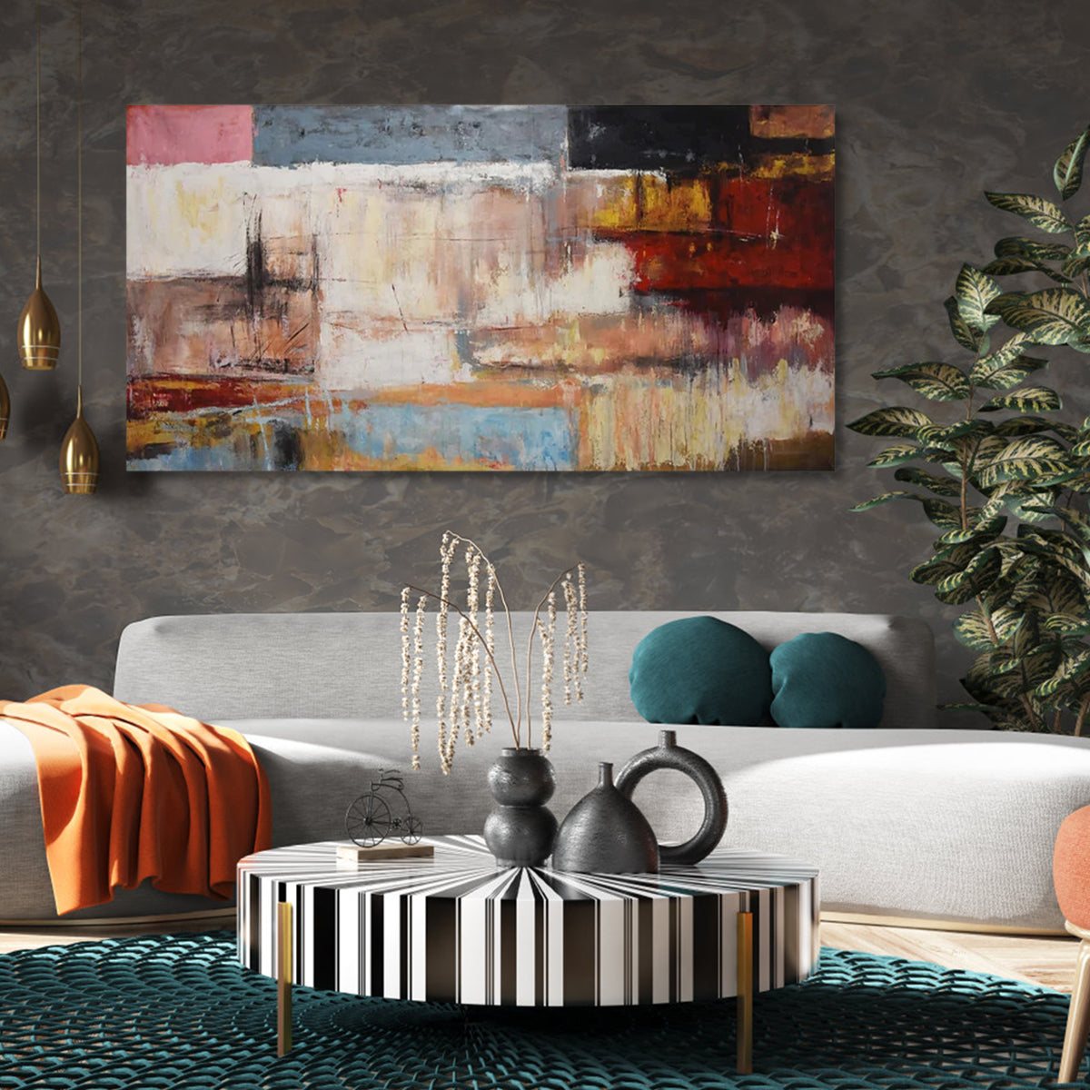 Abstract Oil Painting: Vibrant Colorful Canvas Art for Home Decor