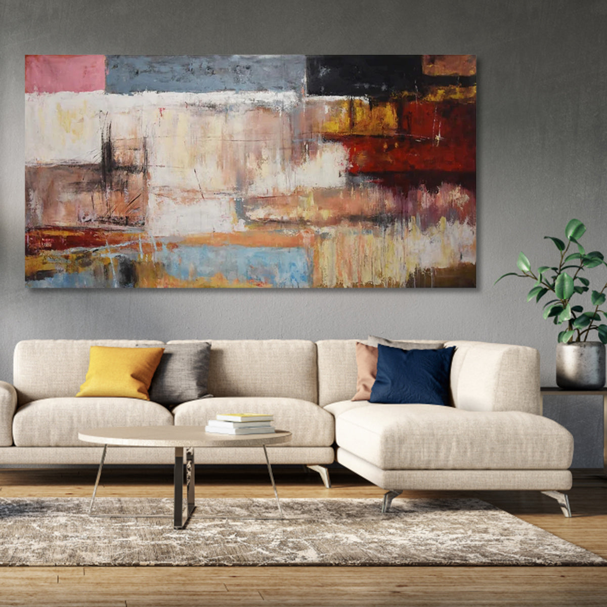 Abstract Oil Painting: Vibrant Colorful Canvas Art for Home Decor