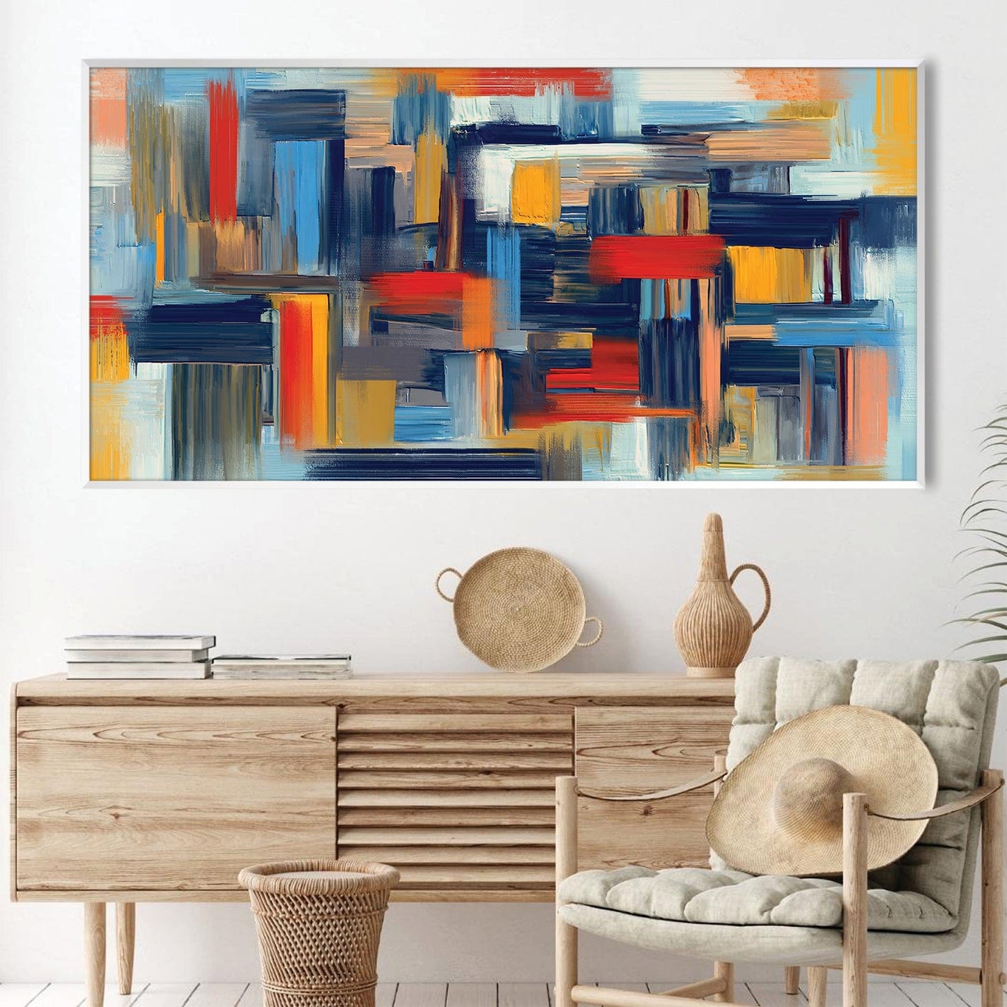 Vibrant Abstract Oil Painting for Modern Home Décor - Strokes of Serenity