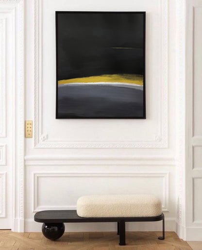 Contemporary Black and Yellow Abstract Oil Painting for Modern Interiors