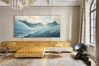 Serene Ocean Waves Oil Painting for Coastal Home Décor