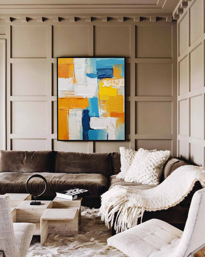 Vibrant Abstract Oil Painting with Bold Colors for Modern Home Decor