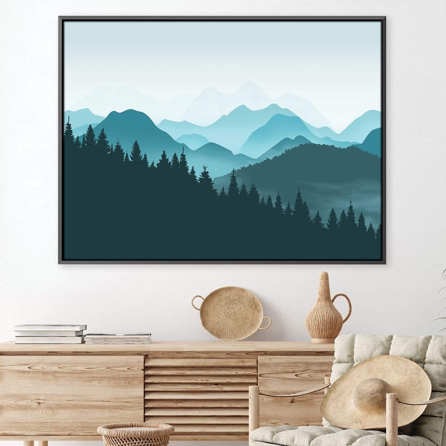 Misty Mountain Landscape Oil Painting for Serene Home Decor