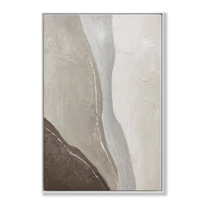 Abstract Oil Painting of Serene Stormy Waters in Earthy Tones for Modern Decor