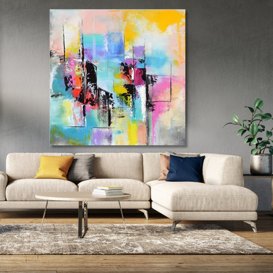 Colorful Abstract Oil Painting for Modern Home Decor