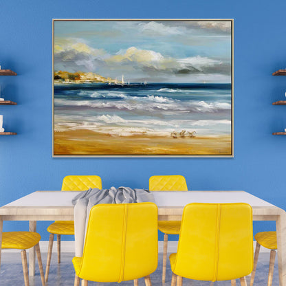 Coastal Serenity: Captivating Oil Painting of Waves and Summer Skies