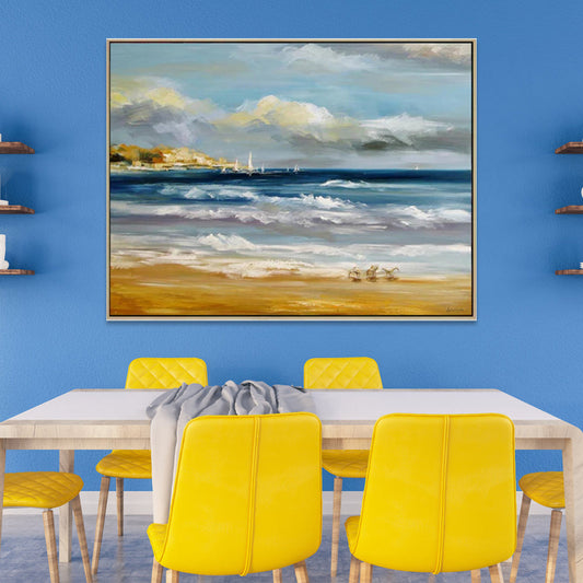 Coastal Serenity: Captivating Oil Painting of Waves and Summer Skies