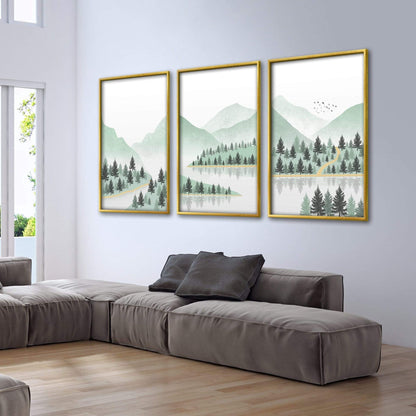 Tranquil Mountain Lake Landscape Oil Painting for Serene Home Decor