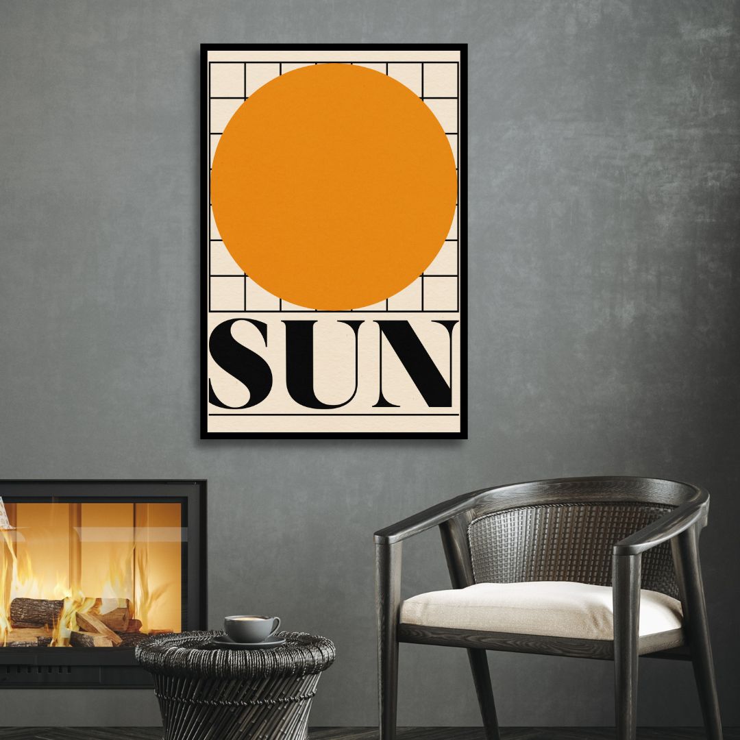 Retro Sun and Moon Oil Painting for Modern Home Decor