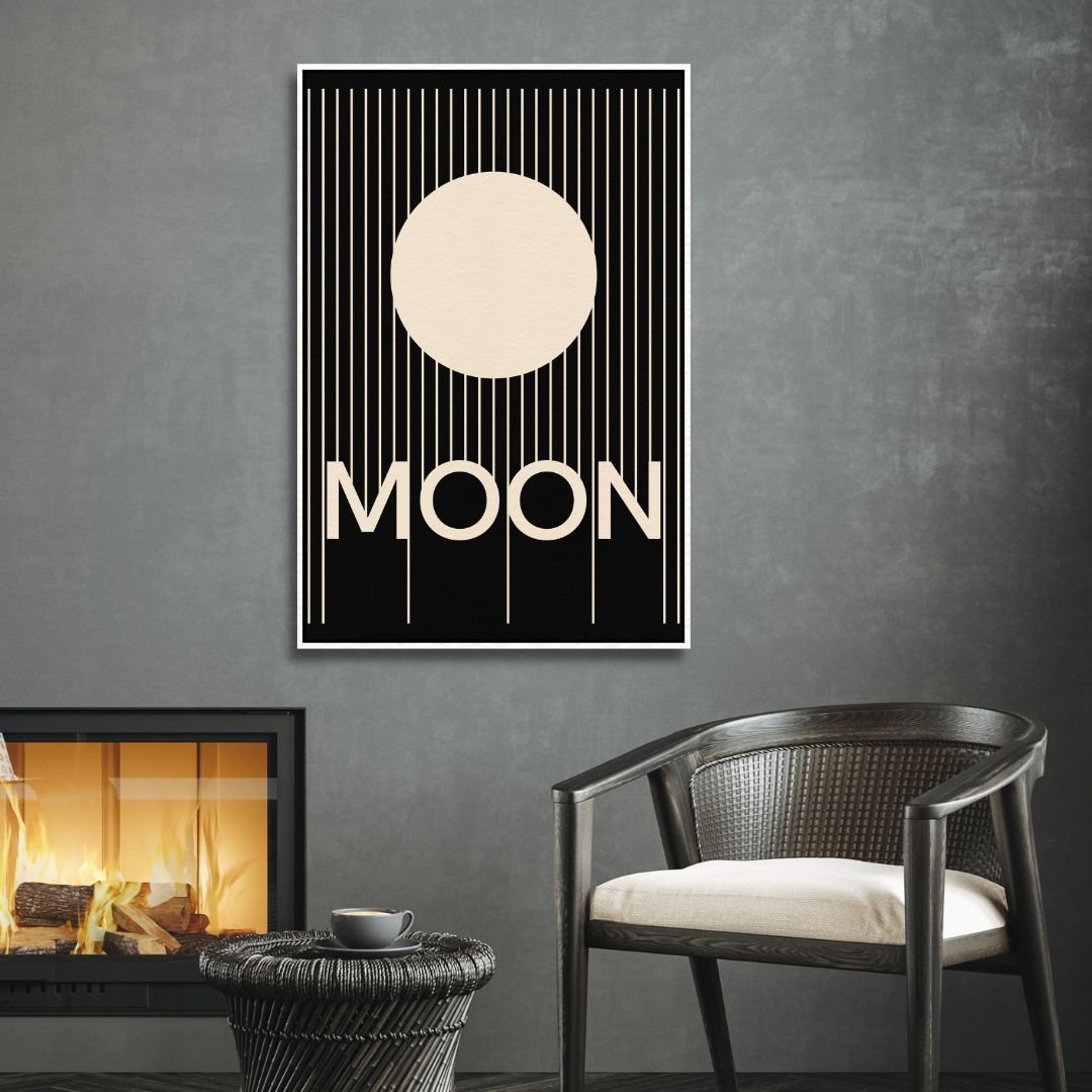 Retro Sun and Moon Oil Painting for Modern Home Decor