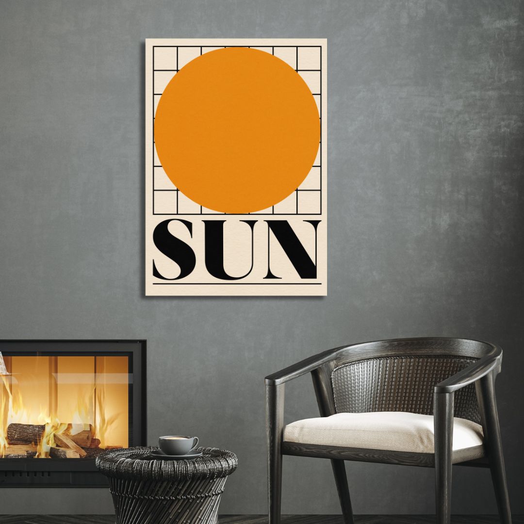 Retro Sun and Moon Oil Painting for Modern Home Decor