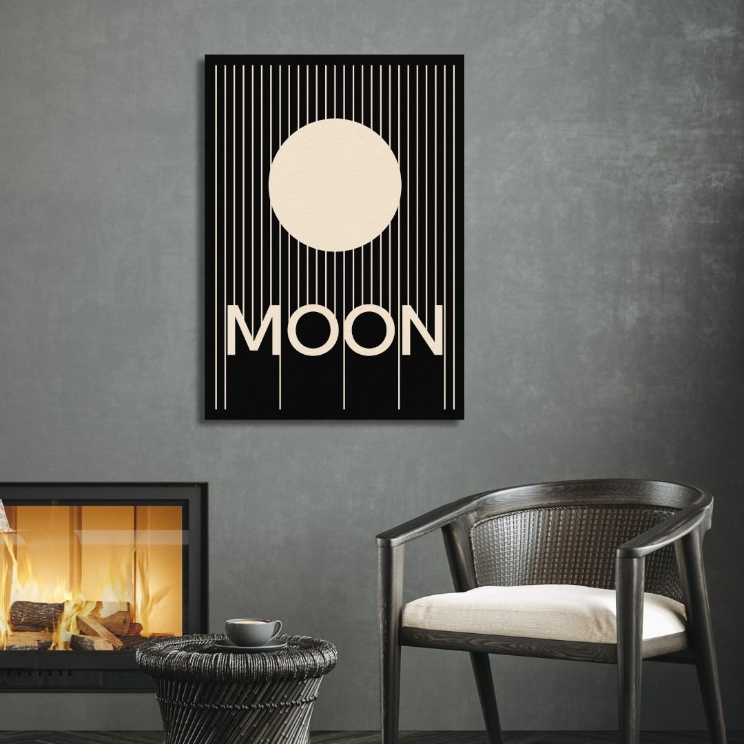 Retro Sun and Moon Oil Painting for Modern Home Decor