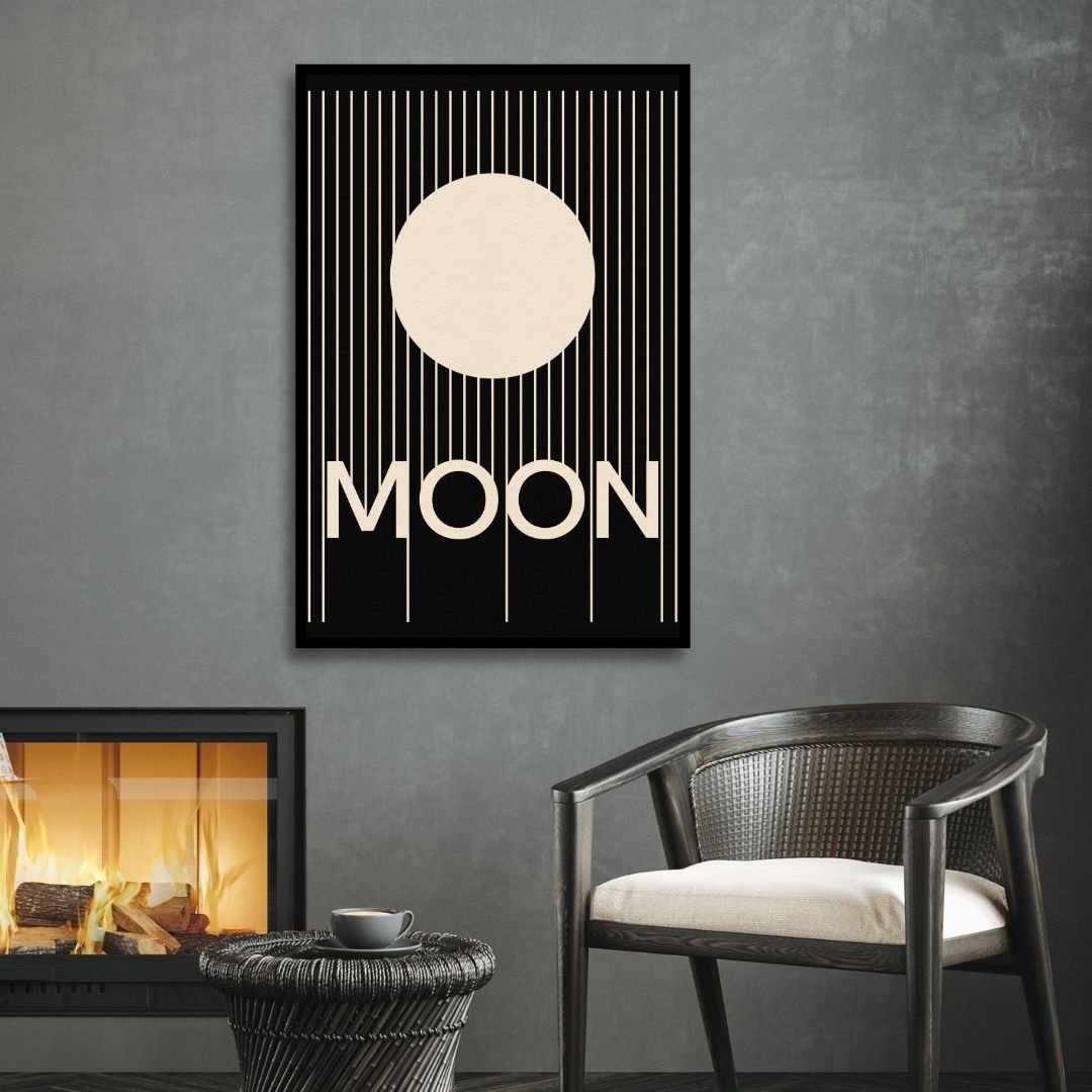 Retro Sun and Moon Oil Painting for Modern Home Decor