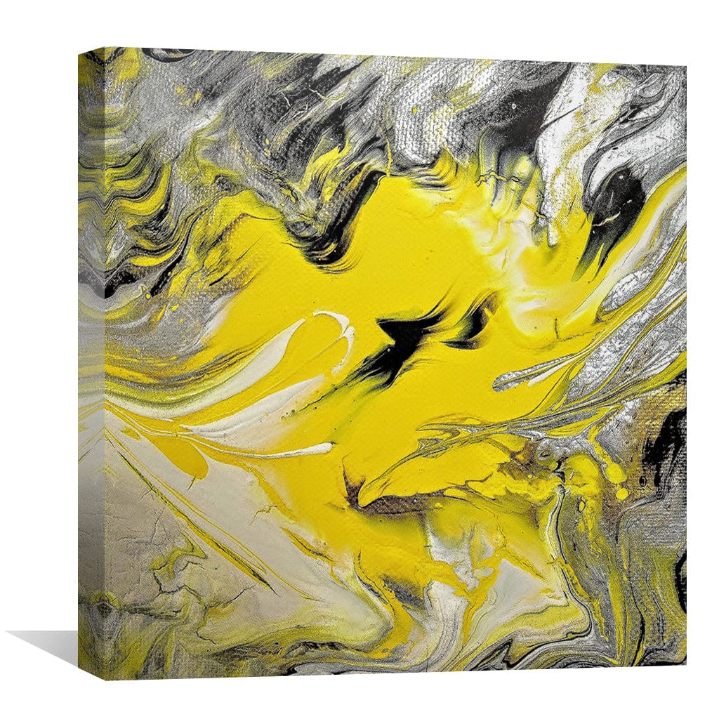 Vibrant Yellow Abstract Oil Painting for Modern Home Decor