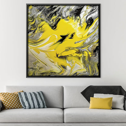 Vibrant Yellow Abstract Oil Painting for Modern Home Decor