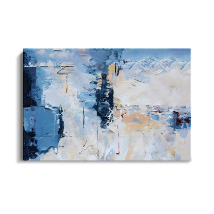 Tranquil Blue Reflections: Abstract Oil Painting for Modern Home Decor