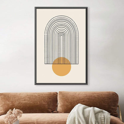 Modern Minimalist Oil Painting with Geometric Shapes and Warm Tones