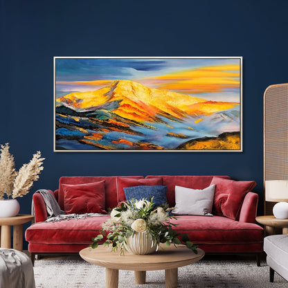 Vibrant Sunrise Over Majestic Mountains - Captivating Oil Painting