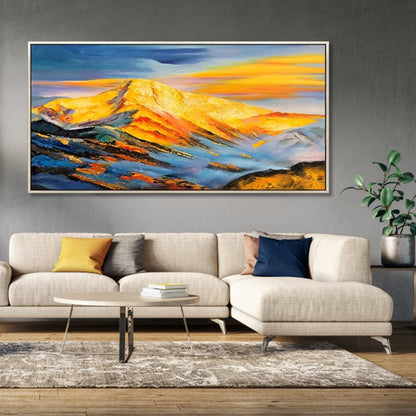 Vibrant Sunrise Over Majestic Mountains - Captivating Oil Painting