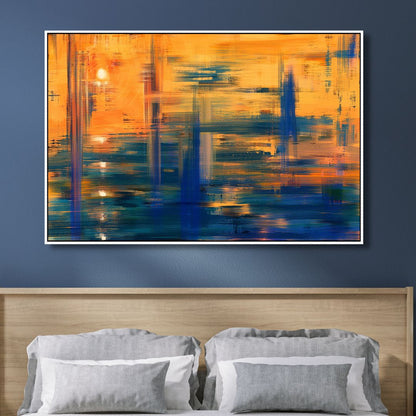 Vibrant Sunset Reflection Oil Painting in Abstract Style for Modern Decor