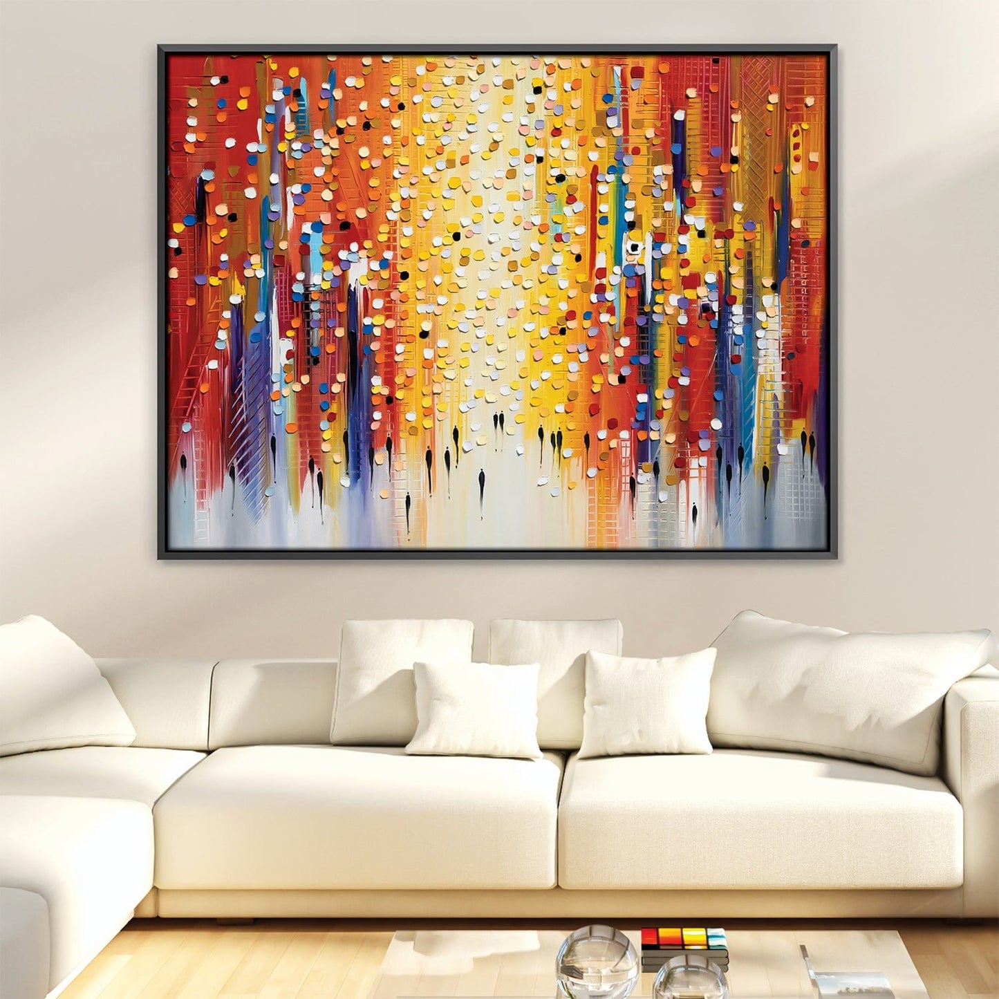 Vibrant Abstract Sunset Oil Painting for Modern Home Decor