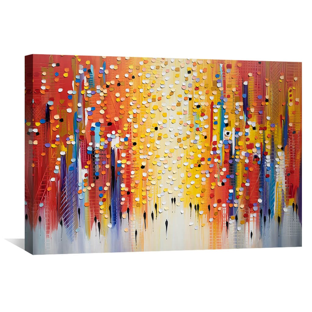 Vibrant Abstract Sunset Oil Painting for Modern Home Decor