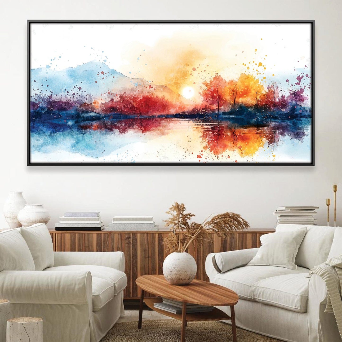 Vibrant Sunset Reflection Oil Painting for Modern Home Decor