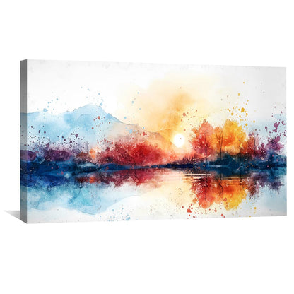 Vibrant Sunset Reflection Oil Painting for Modern Home Decor