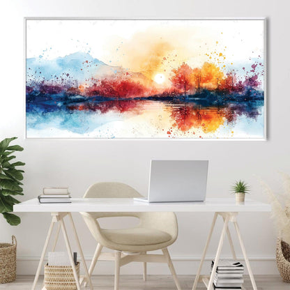 Vibrant Sunset Reflection Oil Painting for Modern Home Decor