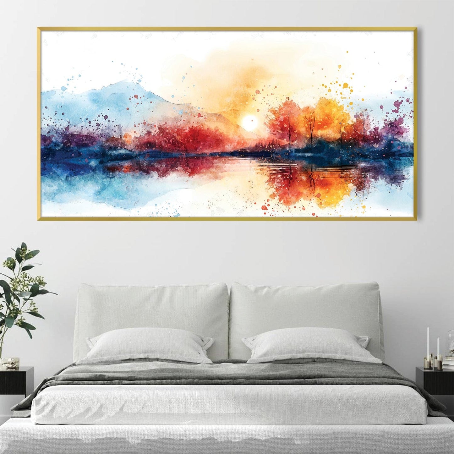 Vibrant Sunset Reflection Oil Painting for Modern Home Decor