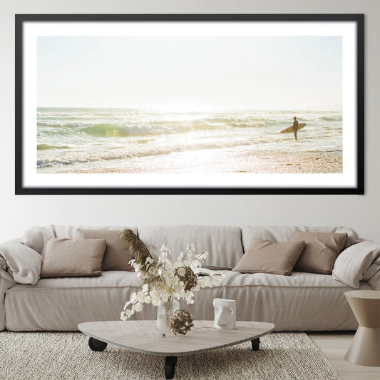 Serene Surfer Landscape Oil Painting for Beach Lovers
