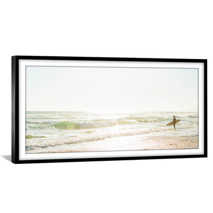 Serene Surfer Landscape Oil Painting for Beach Lovers