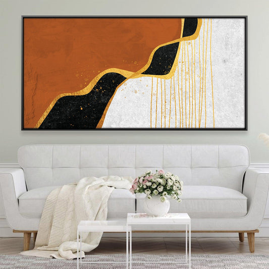 Abstract Gold and Earth Tones Oil Painting for Modern Home Decor