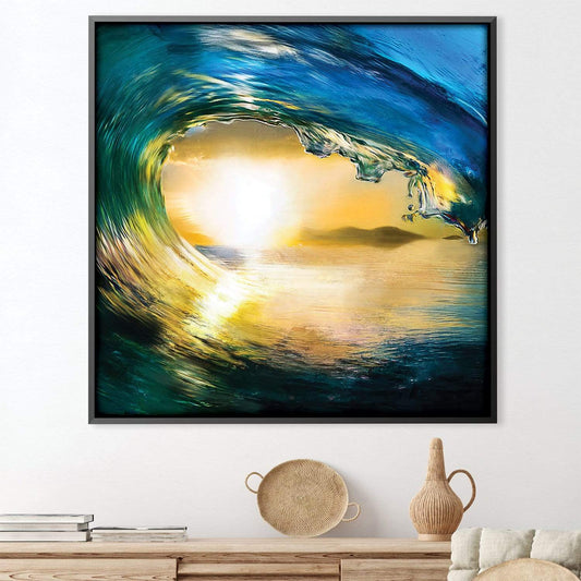 Vibrant Ocean Wave at Sunset - Stunning Oil Painting for Coastal Decor
