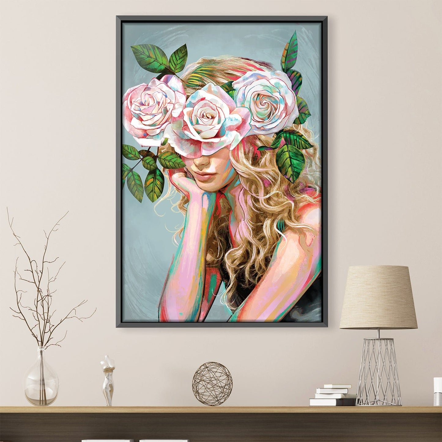 Enchanting Floral Portrait: Vibrant Roses Oil Painting for Elegant Decor