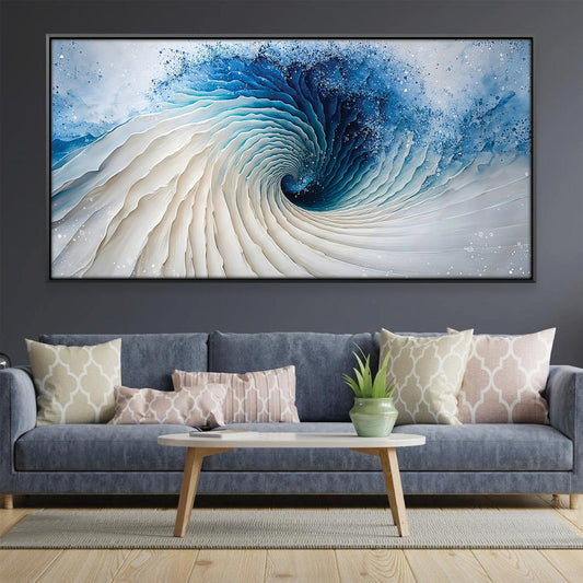 Captivating Ocean Swirl Blue Depths Oil Painting for Home Decor