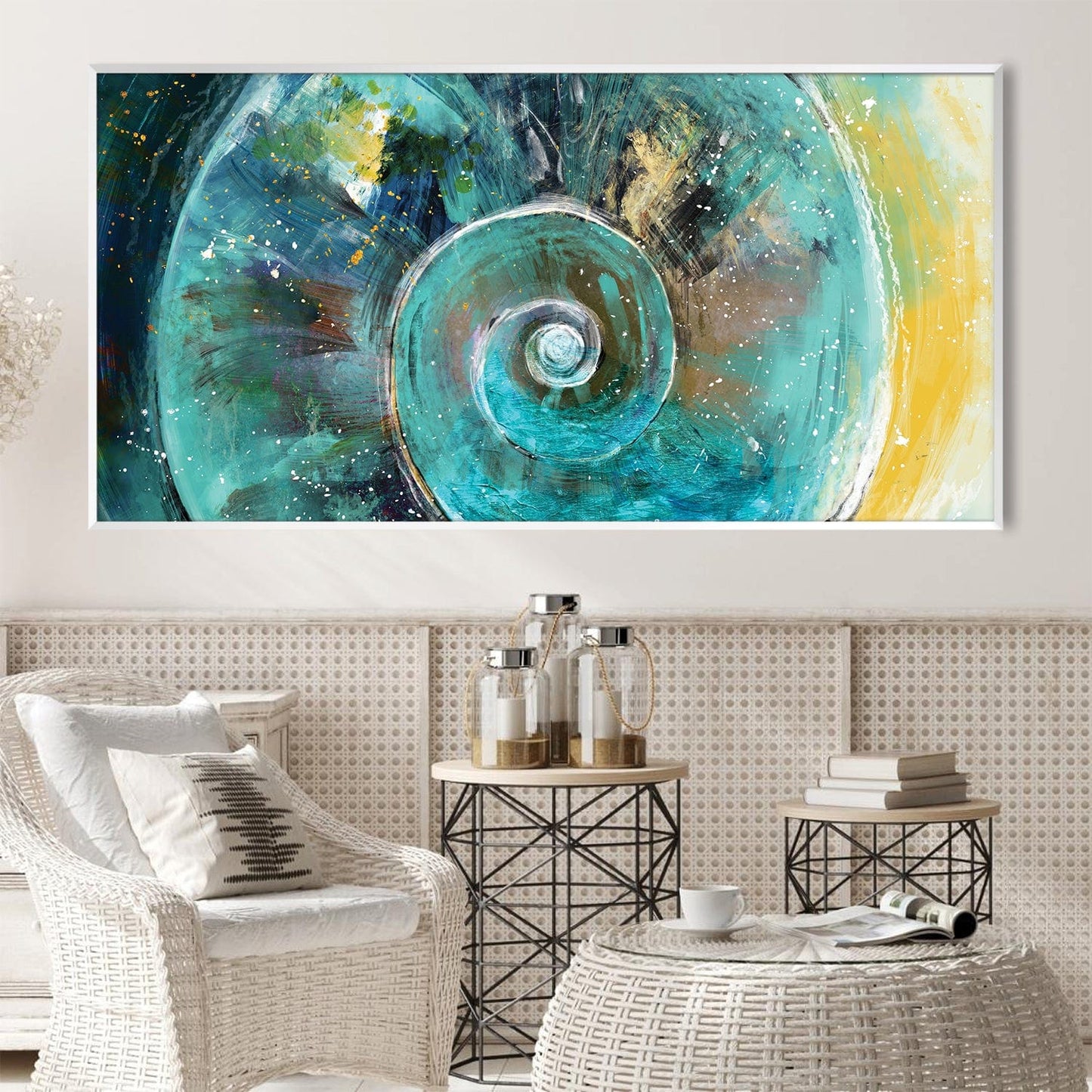 Abstract Spiral Shell Oil Painting for Modern Art Decor